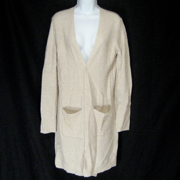 THEORY ⚜ WOEN'S BEIGE CASHMERE FASHION LONG SLIVE CARDIGAN